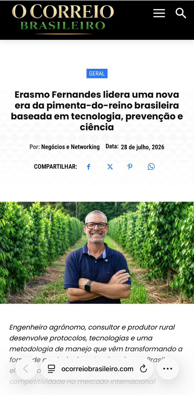 Publicação sobre Erasmo Fernandes no O Correio Brasileiro
